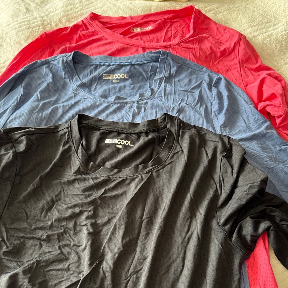 32 Degrees Long Sleeve Performance Shirts - Black, Blue, Red